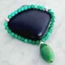 Tasbih bracelet in green jade and silver 800 Tespih Misbaha Sebha 33 grains