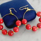 Coral Hoop earrings in Sterling silver 925 gold plated Made in Italy