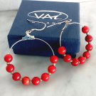 Red coral hoop earrings in Sterling silver 925 In gift box Made in Italy Red coral hoop earrings in Sterling silver 925 In gift box Made in Italy
