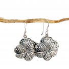 FLOWER pendant dangling drop EARRINGS in Sterling SILVER 925 in gift box