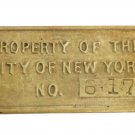 New York City Subway car brass plaque emblem Original