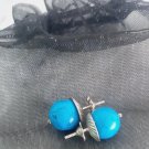 Turquoise stud ball earrings in silver 800 Made in Italy Vicenza In gift pouch