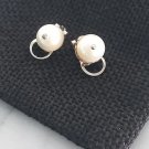 White pearls stud clip earrings in silver 800 Made in Italy