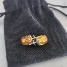 Amber stud earrings and in silver 800 In gift pouch