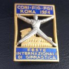 Brass pin brooch lacquered INTERNATIONAL GYMNASTIC Italy 1954