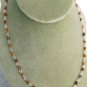 Tiger's eye beaded chain necklace silver alloy In gift pouch Made in Italy