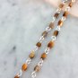 Tiger's eye beaded chain necklace silver alloy In gift pouch Made in Italy