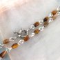 Tiger's eye beaded chain necklace silver alloy In gift pouch Made in Italy