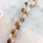 Tiger's eye beaded chain necklace silver alloy In gift pouch Made in Italy