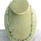 Green Jade beaded gemstone chain necklace silver alloy In gift pouch Italy Green Jade beaded gemstone chain necklace silver alloy In gift pouch Italy