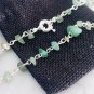 Green Jade beaded gemstone chain necklace silver alloy In gift pouch Italy