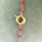 Red Coral beaded gemstone chain necklace In gift pouch Made in Italy