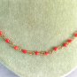 Red Coral beaded gemstone chain necklace In gift pouch Made in Italy