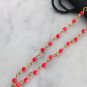 Red Coral beaded gemstone chain necklace In gift pouch Made in Italy