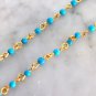 Turquoise beaded gemstone chain necklace with matching dangling earrings