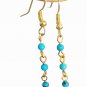 Turquoise beaded gemstone chain necklace with matching dangling earrings