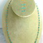 Turquoise beaded gemstone chain necklace with matching dangling earrings