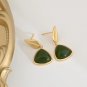 Green jade dangle earrings in 14K Gold Plated dangling pendant earrings woman