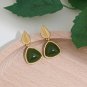 Green jade dangle earrings in 14K Gold Plated dangling pendant earrings woman