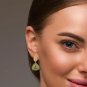 Green jade dangle earrings in 14K Gold Plated dangling pendant earrings woman