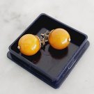 Yellow Jade studs ball earrings and in silver 800 Made in Italy In gift box