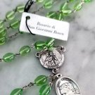 Saint DON BOSCO John Melchior Bosco ROSARY necklace green glass beads Italy