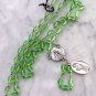 Saint DON BOSCO John Melchior Bosco ROSARY necklace green glass beads Italy