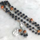 Infant Jesus of Prague rosary necklace with olive wood beads 1960s