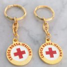 ITALIAN RED CROSS Croce Rossa Italiana 2 keychains enameled Original