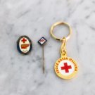 Red Cross memorabilia 1 pin Croce Rossa Italy 1940 1 keychain 1 Poland pin