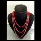 Red Howlite stone Navajo chain necklace 3 strands multi layered hand made 950s in gift box