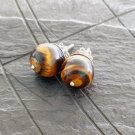 Tiger's eye ball stud earrings in silver 800 and Tiger Eye stone in gift pouch Made in Italy Tiger's eye ball stud earrings in silver 800 and Tiger Eye stone in gift pouch Made in Italy