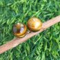 Tiger's eye ball stud earrings in silver 800 and Tiger Eye stone in gift pouch Made in Italy