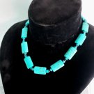 Turquoise necklace chain with toggle closure silver plated Made in Italy