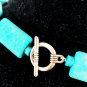 Turquoise necklace chain with toggle closure silver plated Made in Italy
