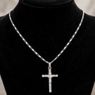 Cross crucifix Sterling silver 925 pendant Italy by Cavinato and 18K GP white gold chain