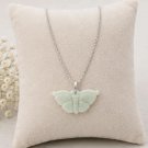 NECKLACE chain Venetian box style in silver with green jade butterfly pendant NECKLACE chain Venetian box style in silver with green jade butterfly pendant
