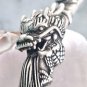 Smoking pipe in pure silver decorated with dragon and two color stones China