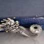 Smoking pipe in pure silver decorated with dragon and two color stones China