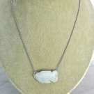 NECKLACE chain Venetian box style in silver with light green jade fish pendant NECKLACE chain Venetian box style in silver with light green jade fish pendant