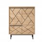 Ocean Double Sideboard Table and Storage with 3 Doors and Metal Legs, OAK Color