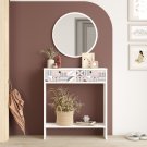 Larris Foyer Console without Mirror, 2 Doors, White UV Print