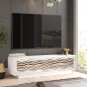 Fonda TV Unit Stand White Entertainment Center Console with Storage Shelves & Do