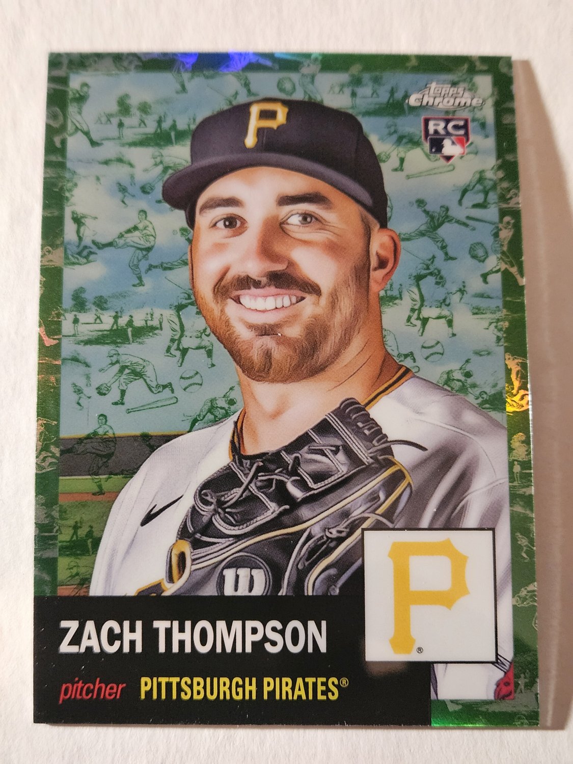 Zach Thompson 2022 Topps Chrome Platinum Anniversary Toile White Green Refractor SN 24/99 Rookie