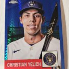 Christian Yelich 2022 Topps Chrome Platinum Anniversary Blue Prism Refractor Insert Card