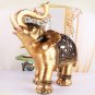 1PC Golden Resin  Elephant Trunk Sculpture Lucky Wealth Figurine Crafts Ornaments Home D&Atilde;&copy;cor