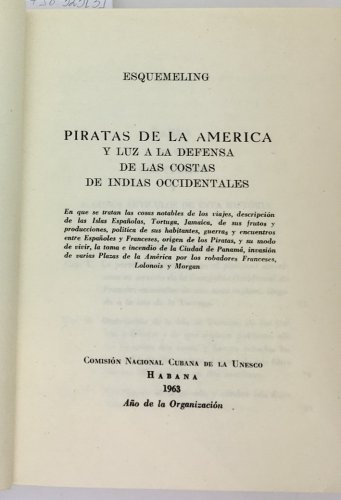 Esquemeling Piratas de la America, Havana, 1963. ZLO000499