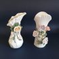 Art Nouveau Barbotine Vase Pair, Porcelain Floral Urns, Hand Made Majolica Set