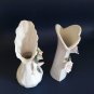 Art Nouveau Barbotine Vase Pair, Porcelain Floral Urns, Hand Made Majolica Set