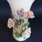 Art Nouveau Barbotine Vase Pair, Porcelain Floral Urns, Hand Made Majolica Set